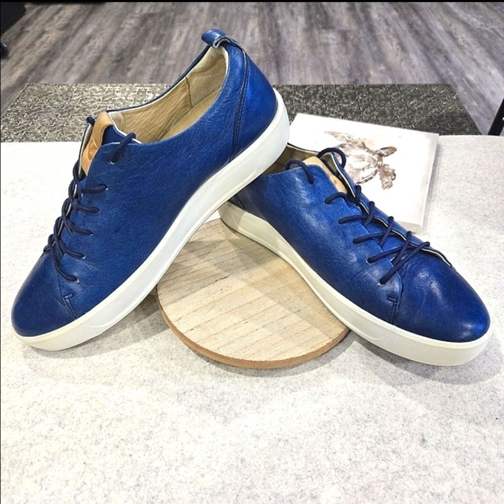 🐢 ECCO Soft 7 Men's Leather Sneaker. Blue Size 11. $170 new.